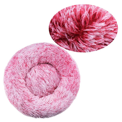 Round Plush Pet Bed for Cats and Dogs, Indoor Sofa