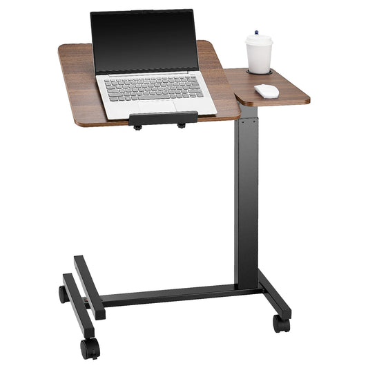 SucceBuy Overbed Table Mobile Bed Side Table with Swivel Casters Height & Angle Adjustable Laptop Desk for Home Office Study