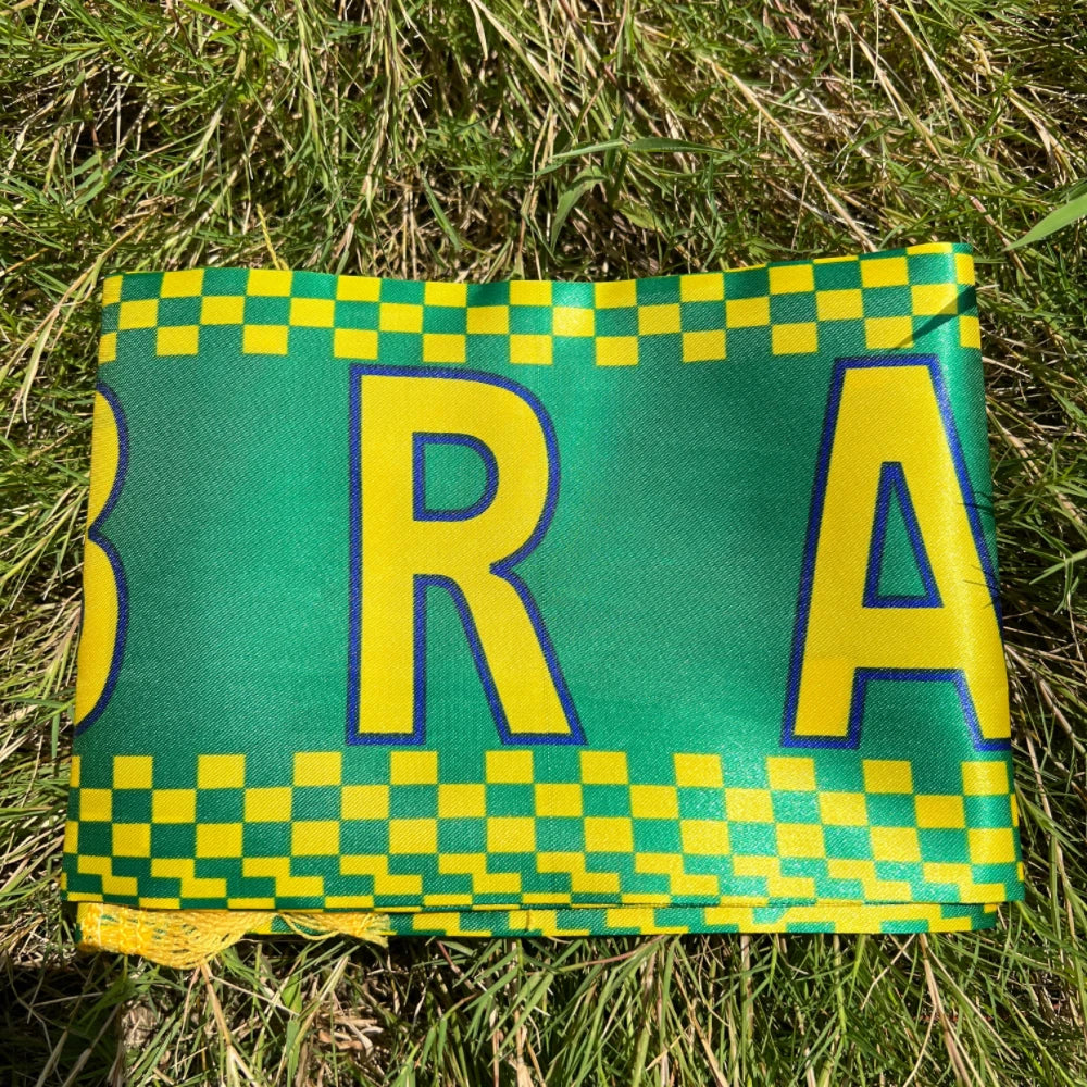 Brazil flag scarfs14x130cm Brazil flag scarf  Fan scarf World Cup scarf Sports holiday decoration