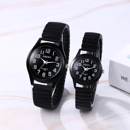 Elastic Strap Watch for Men Couples Clear and Easy Read Large Black Digital Hard Steel Strap Waterproof