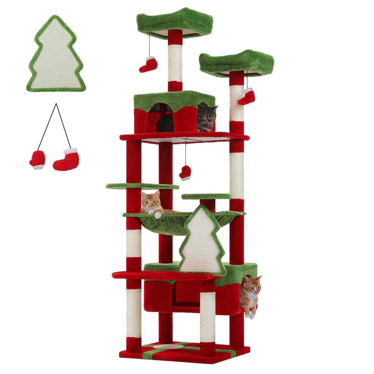 Spacious Cat Tree Tower with Hammocks and Scratching Posts