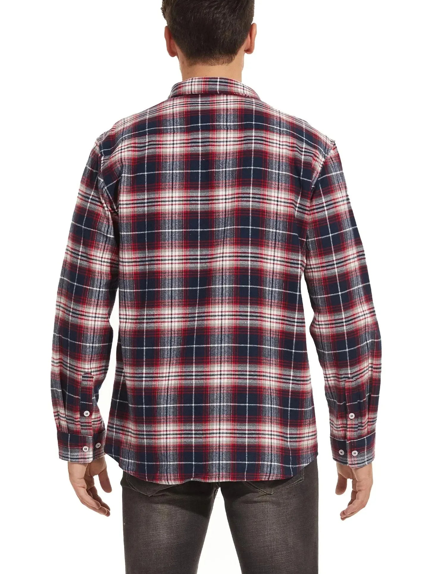 TACVASEN Oversize Lightweight Shirt Jacket Button Down Cotton Plaid Shirts Mens Long Sleeve Streetwear Flannel Shirts W/ Pockets
