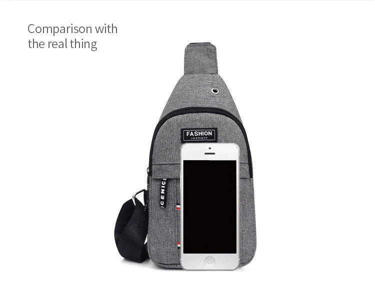 Waterproof Large Capacity Fanny Pack Nylon Canvas 31x17x5 cm Black Gray Blue