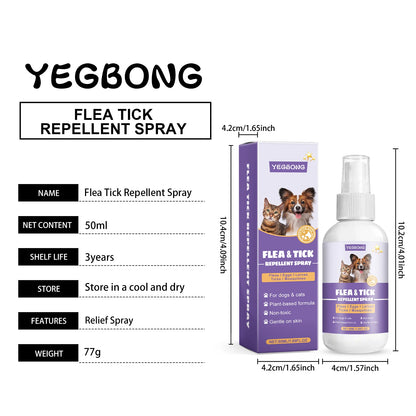 Pet Flea And Tick Repellent Spray 50ml Natural Ingredients Non Irritating