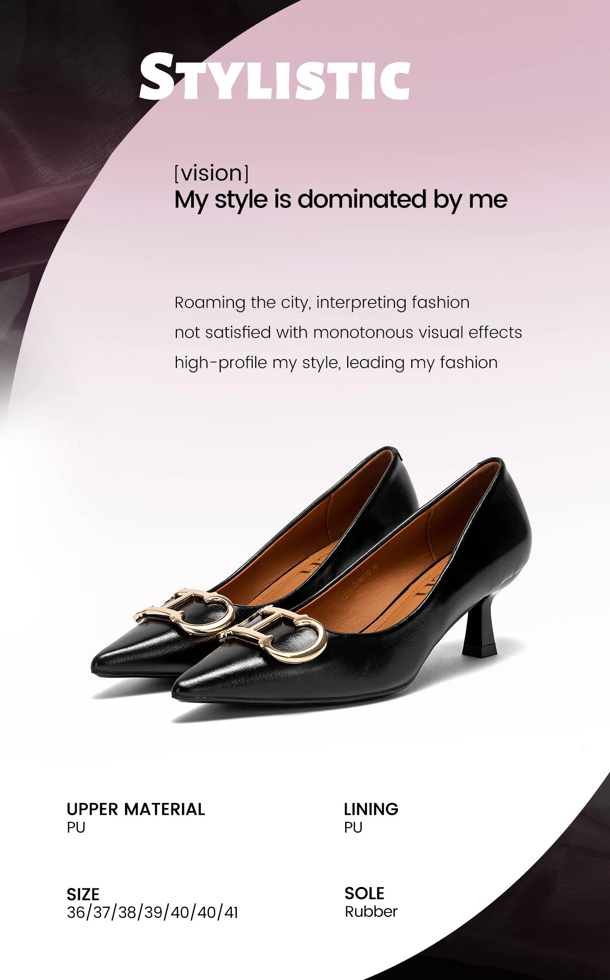 4cm Black PU Slingback Pumps For Women Pointed Toe Platform