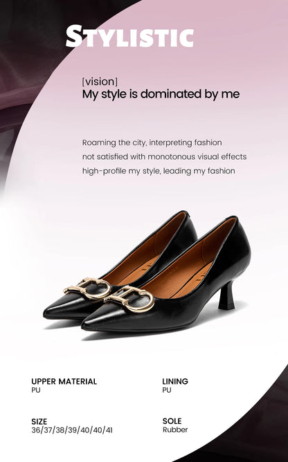 4cm Black PU Slingback Pumps For Women Pointed Toe Platform