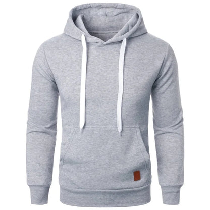 Men's Lightweight Polyester Hooded Sweatshirt Solid Color Long Sleeve