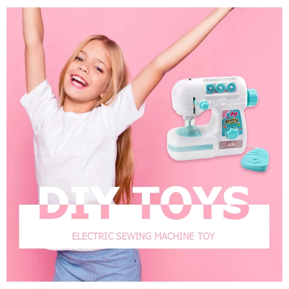 Kids Simulation Sewing Machine Toy Mini Furniture Educational Learning Design Clothing Bauble Creative Children's Toys for Girls