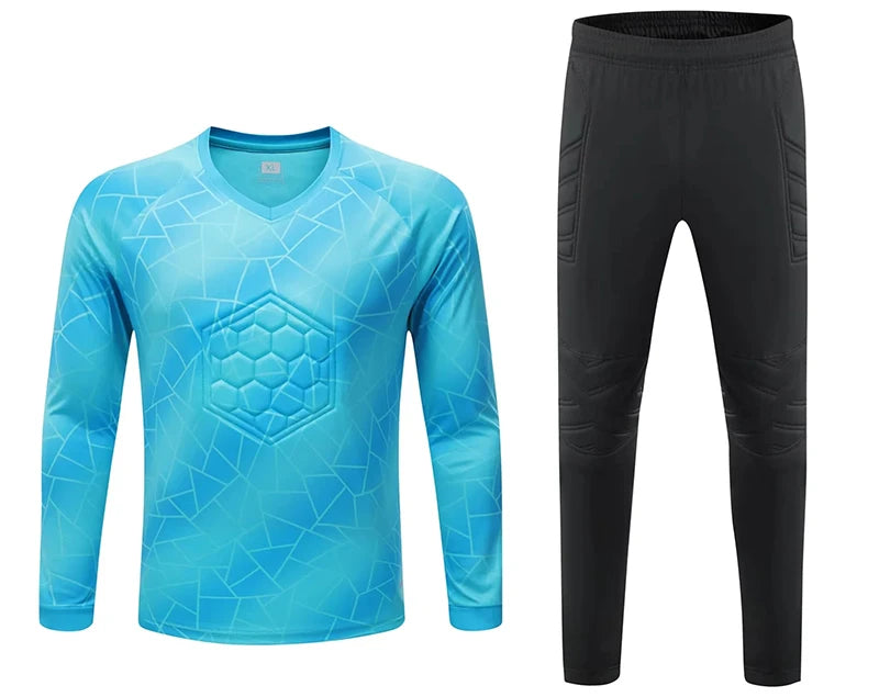 Men Kid 2024 Soccer Goalkeeper Uniform Protective Sponge Long Sleeve Football Training Goalkeeper Top Soccer Jersey Pants Custom