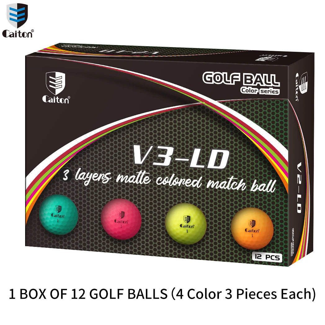 Colored Matte Pro Golf Balls - 12/3 Pcs, High Perf, 3-Layer Struct, 332 Dimple Surf, Soft & Durable Touch, Long Flight Dist.
