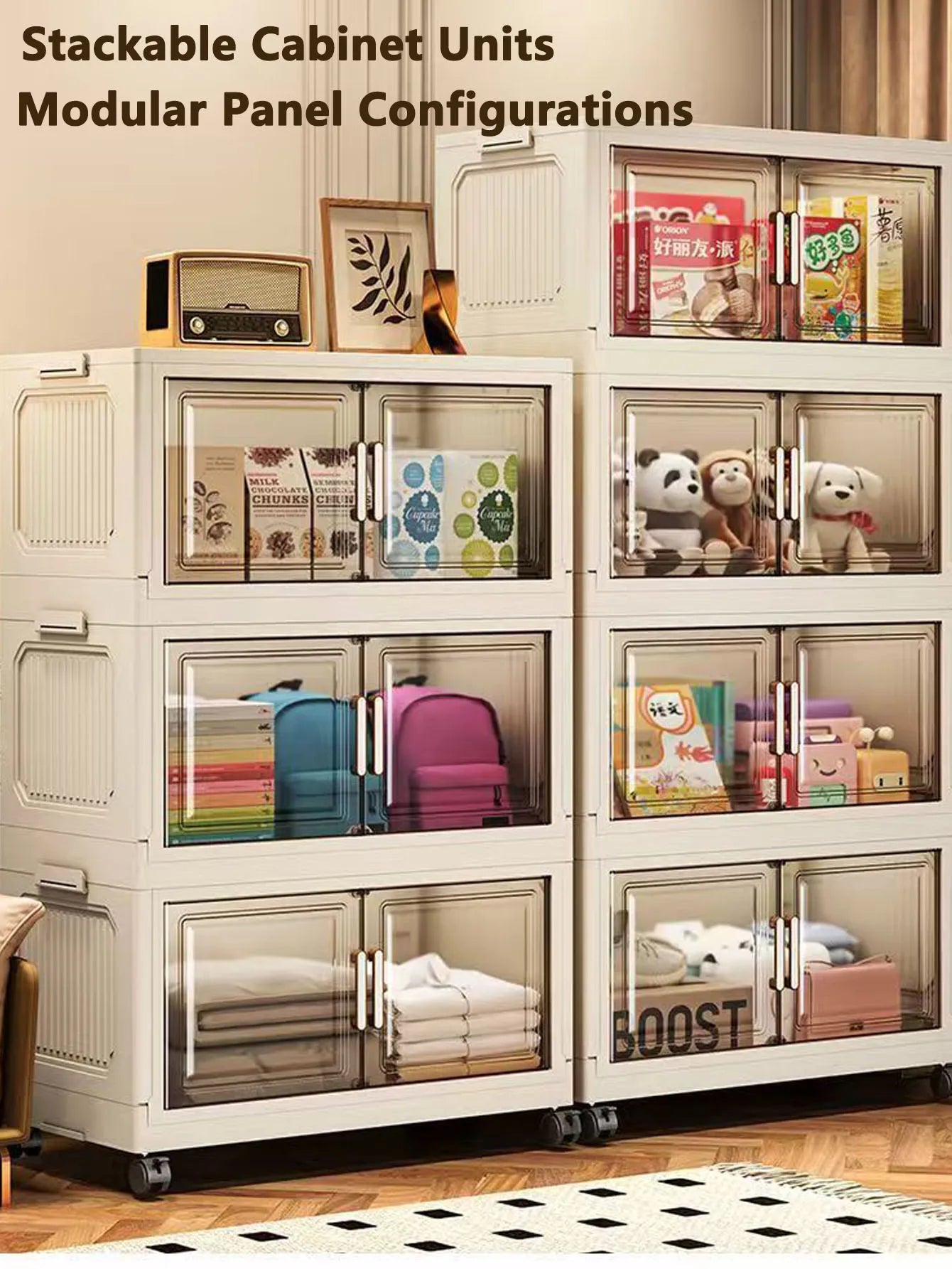 Storage Cabinet Folding Storage Box Home Living Room Toy Cabinet Storage Rack Snack Cabinet Installation-Free Kitchen Storage Cabinet Folding Storage Cabinet Organizer