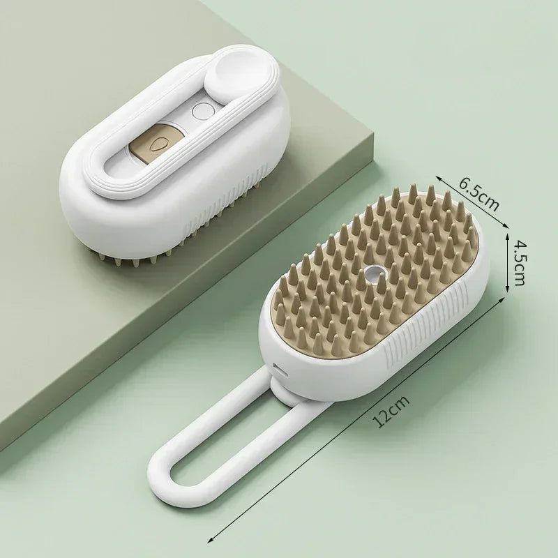 Massage & Steam Pet Brush – Detangling and Loose Hair Removal for Dogs and Cats