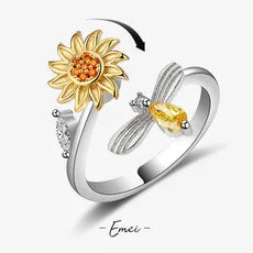 Four Clover Flower Ring Metal With 18K Gold Plating Fidget Anti Stress