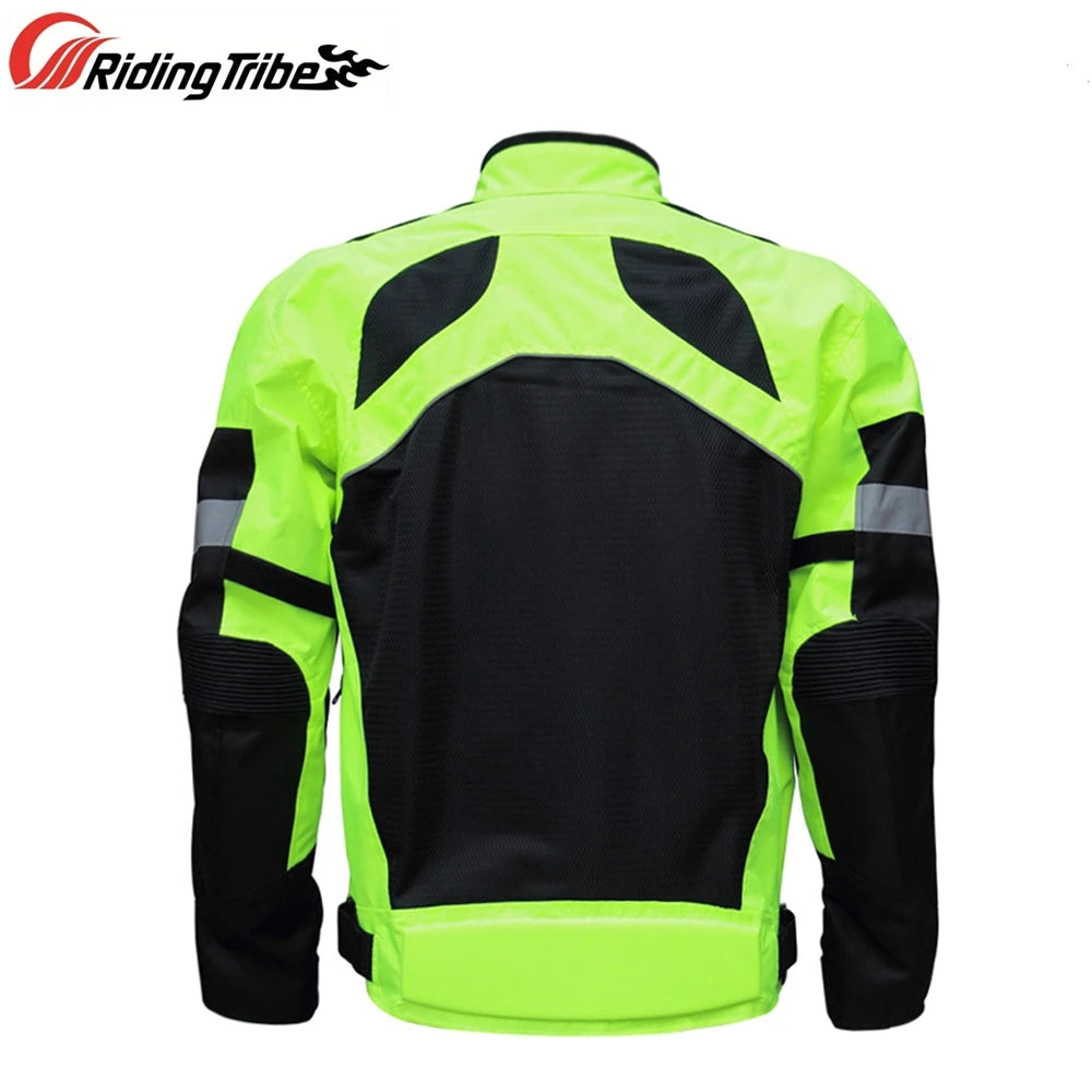 Men Woman Summer Style Breathable Motorcycle Jacket Night High Visible Motorbike Riding Coat with 5pcs Protective pads JK-21