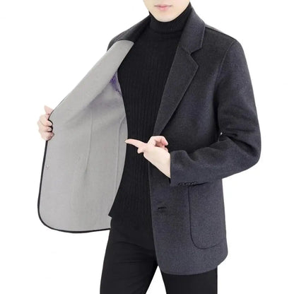 Two Button Single Breasted Suit Jacket Polyester Black Men