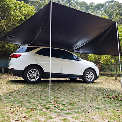 Car Side Awning With Suction Cup Anchors Black Waterproof UV Tent Shade