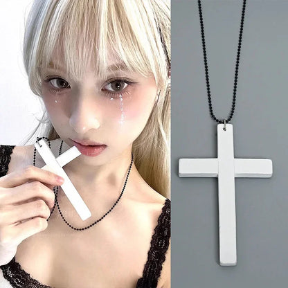Wood Cross Pendant Necklace Unisex Fashion Accessory