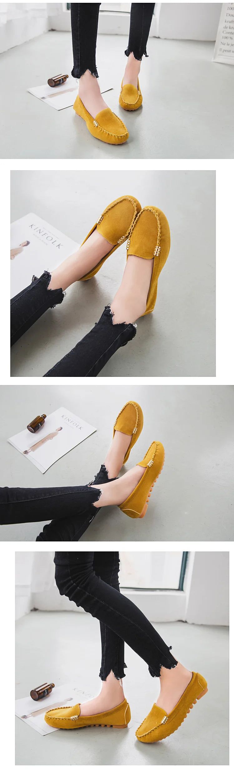 new Women Shoes 2024 Spring Autumn Zapatos Mujer Women Casual Flat Shoes Slips Round Toe Denim Flat Loafer Plus Size Jeans Shoes