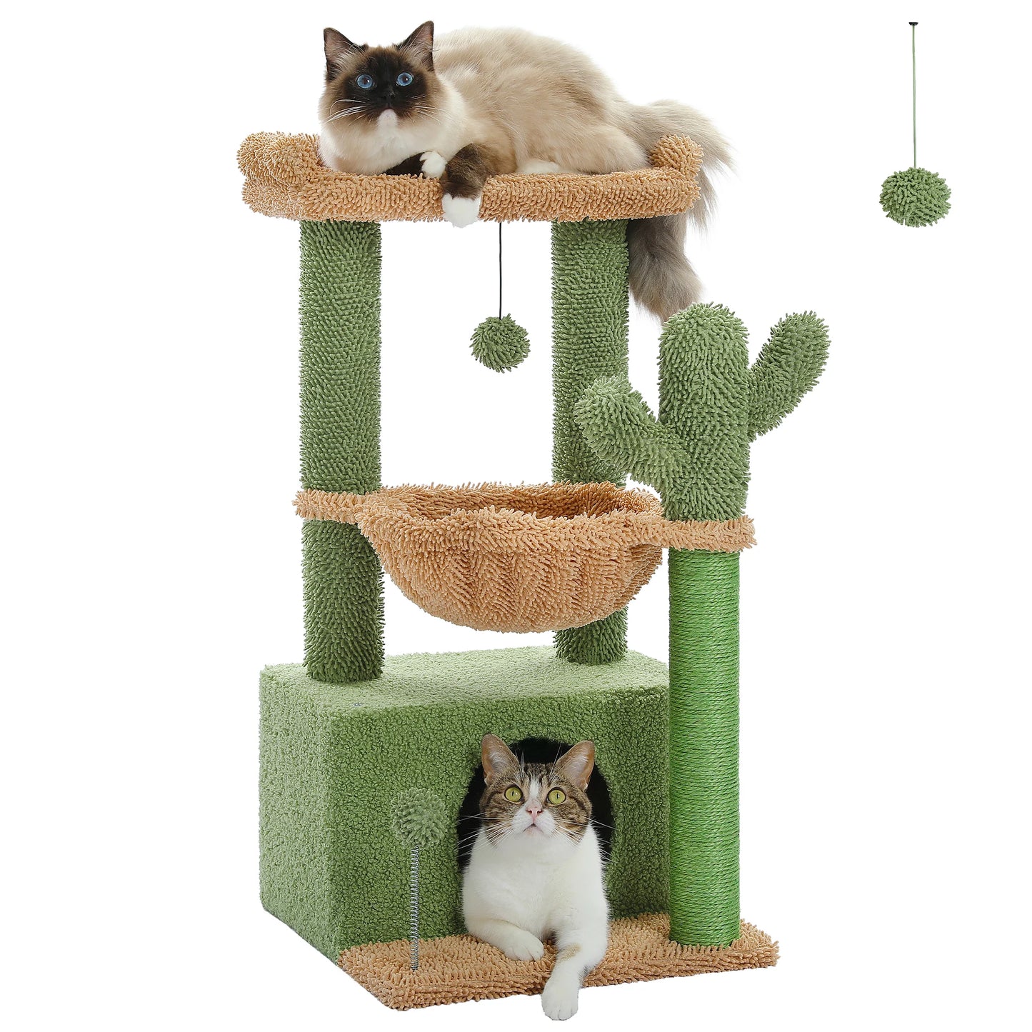 Small Cat Tree with Cozy Condo Hammock Top Perch Cat Scratching Post for Indoor Multi-Level Cat Tower Cat Scratcher Kitten Toys