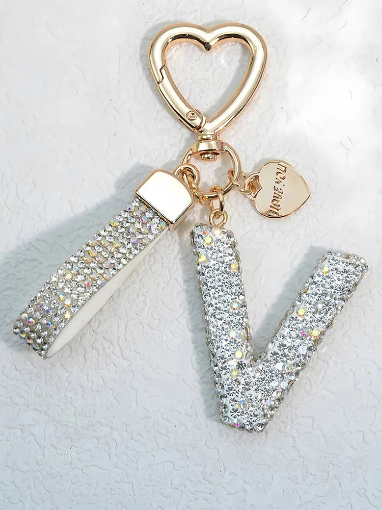 Elegant Diamond Letter Keychain – Lady Bag & Car Accessory