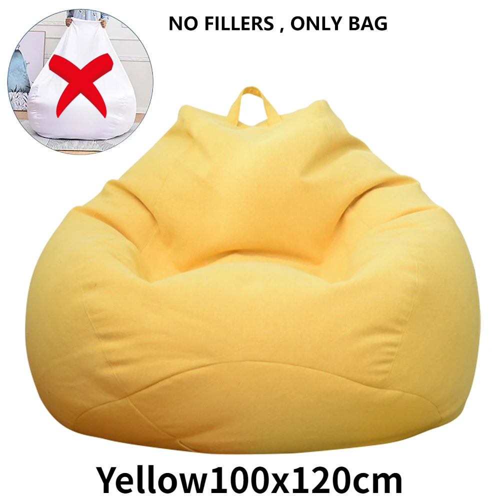Lazy Sofa Cover Solid Chair Covers Without Filler Linen Cloth Lounger Seat Bean Bag Pouf Puff Couch Tatami Living Room Beanbags