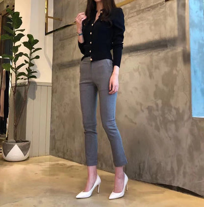 Wool Knit Cardigan Coat For Women Long Sleeve Single Breasted