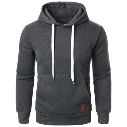 Men's Lightweight Polyester Hooded Sweatshirt Solid Color Long Sleeve