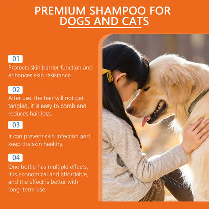 Pet Shampoo For Dogs And Cats, Coconut Oil Formula, Odor And Tangle Removal