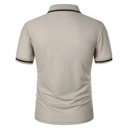 Men's Short Sleeve Polo Shirt Solid Polyester Breathable Casual