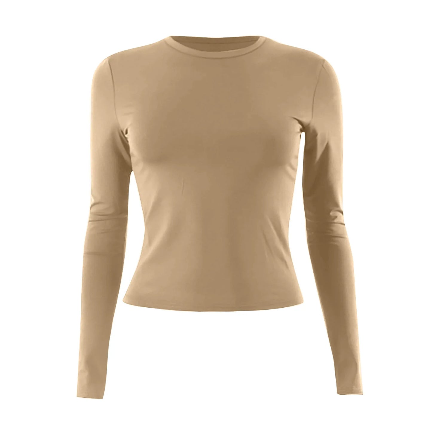 Women’s Cotton O-Neck Long Sleeve Cropped Top