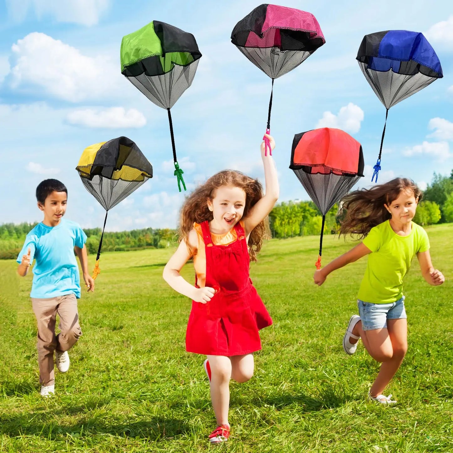 6/12PCS Parachute Toy Tangle Free Outdoor Flying Parachute Hand Throw Flying Toys for Spring Children's Day Kids Party Favors
