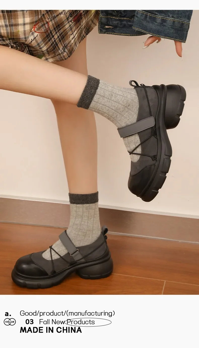 Autumn Chunky Women Sports Shoes Fashion Shallow Butterfly-knot Platform Sneakers Ladies Casual Flats Outdoor Mary Jane Shoe