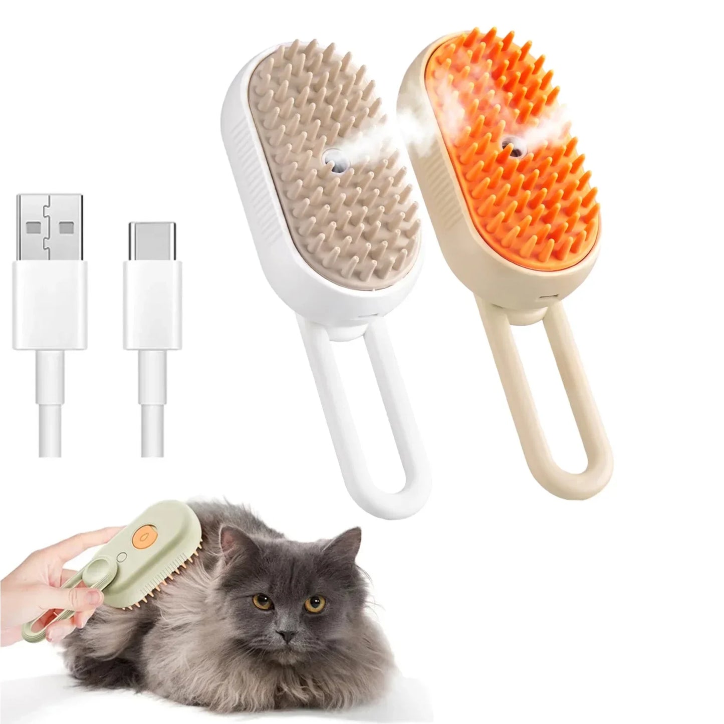 3-in-1 Steamy Pet Brush for Dogs and Cats