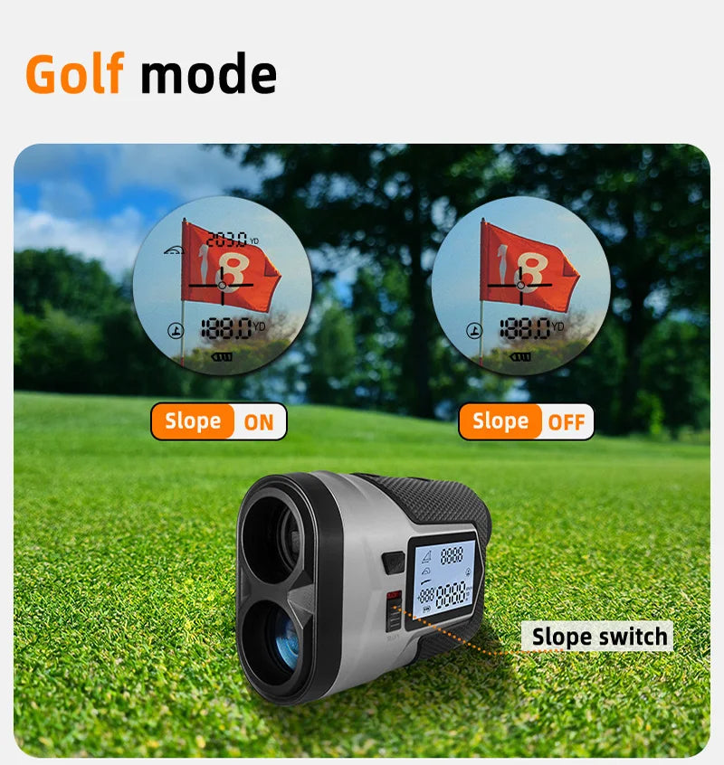 1200m Golf Laser Rangefinder Rechargeable 650m Slope Adjusted Flag-Lock Vibration Laser Distance Meter Telescope Hunting