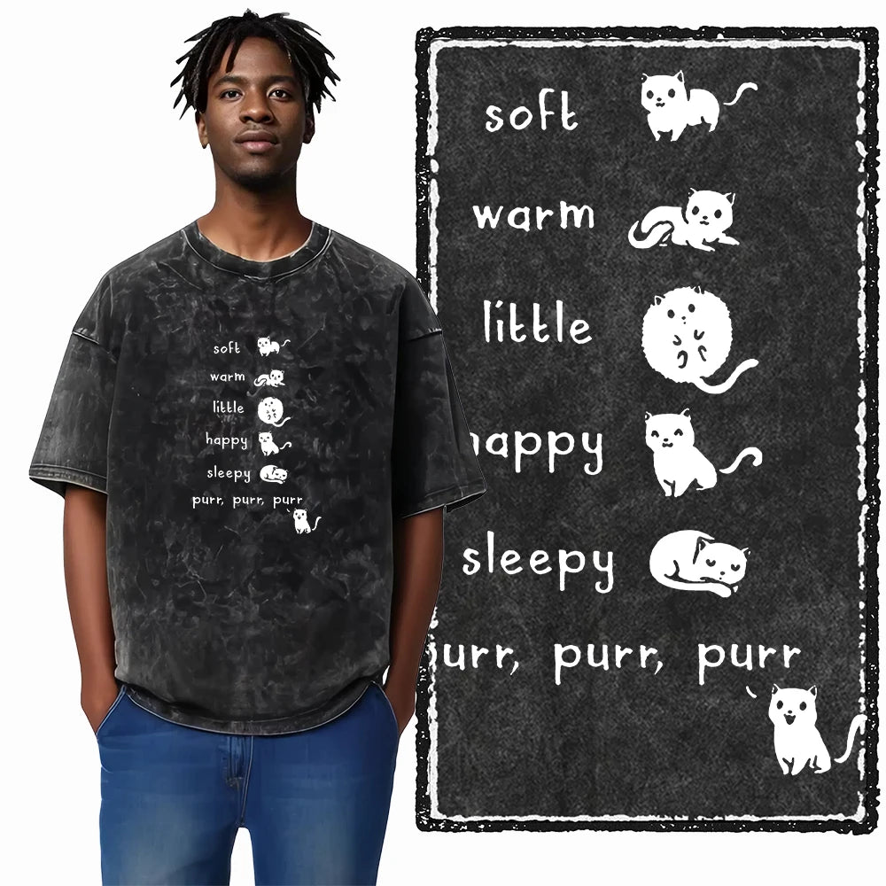 COOLMIND DB cat Printed Cotton Acid Washed Exclusive Graphic Unisex T Shirt Cool Streetwear Men Tshirts Big Size Tee for men