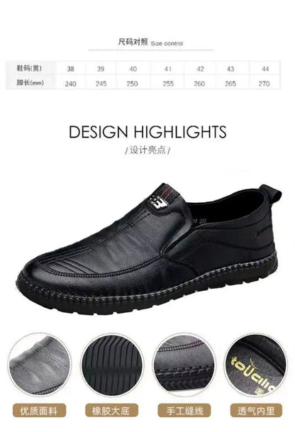 Men PU Leather Loafers Slip-On Non-Slip Breathable Casual Shoes