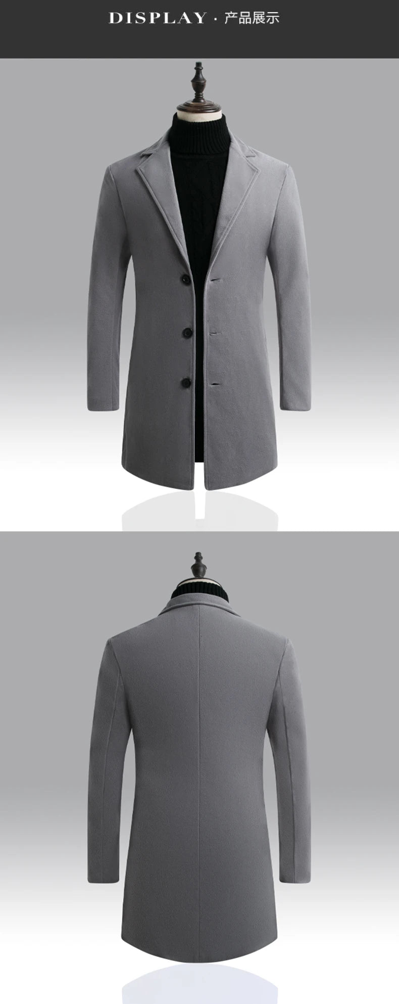 Men Winter Trench Coats Long Jackets Men Slim Fit Casual Wool Blends Business Casual Trench Thicker Warm Long Coats Size 5XL