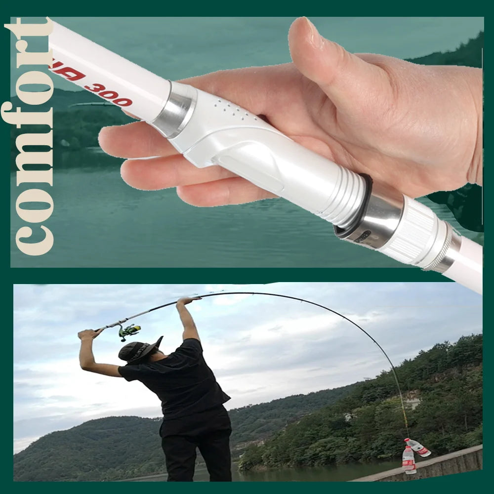 BAKAWA Upgrade 3.0m 2.7m 2.4 2.1m 1.8-1.5M Ultra-light Portable Telescopic Feeder Carbon Fiber Fishing Rod Spinning White New
