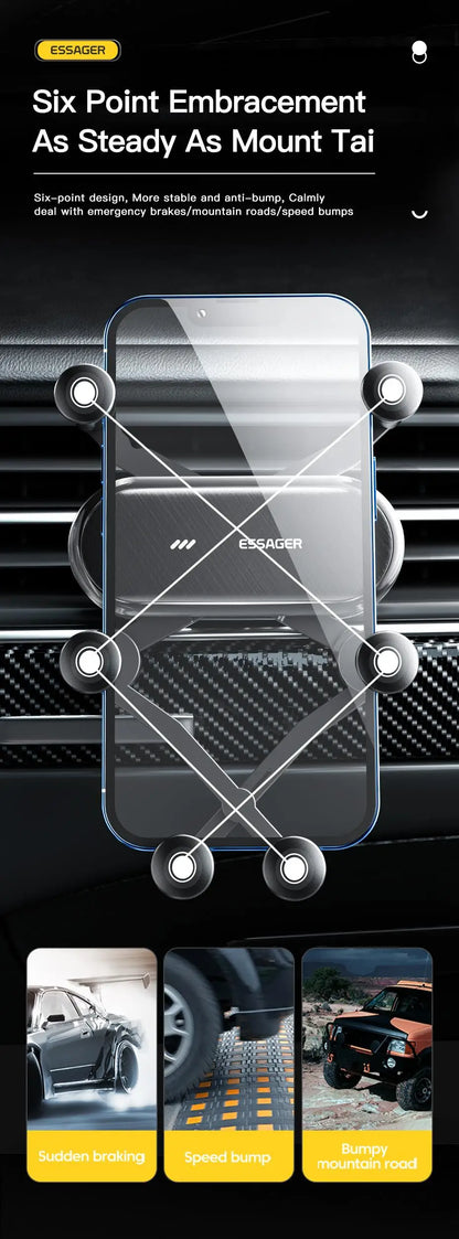 Universal Gravity Air Vent Clip Car Phone Holder, Black