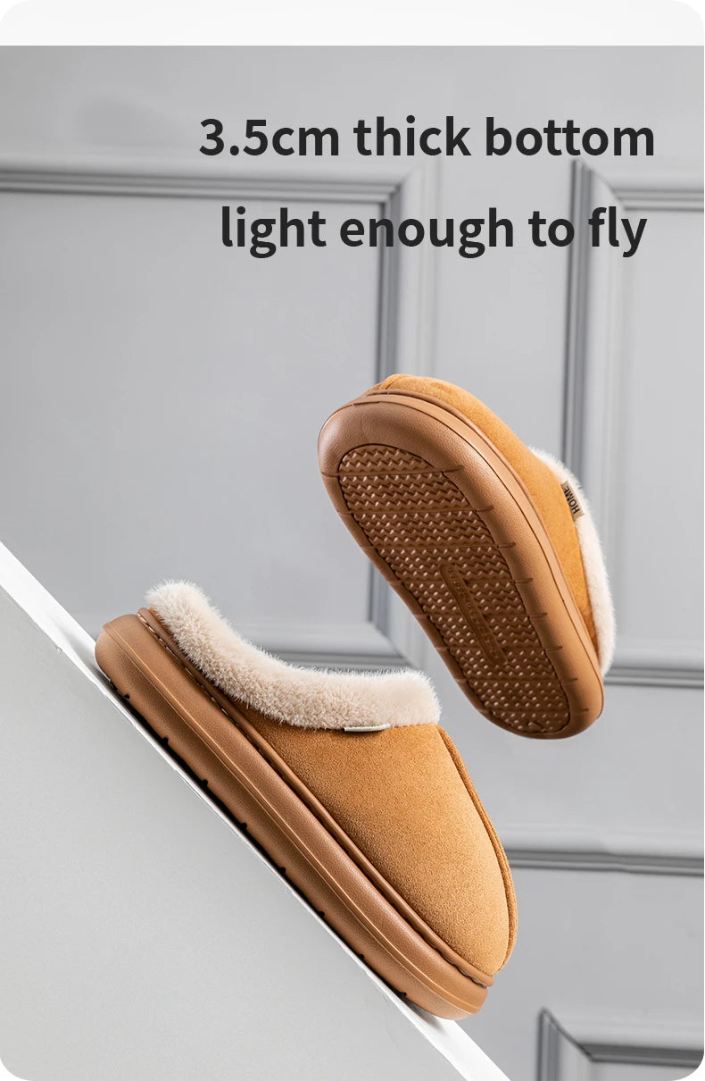 Autumn And Winter Men's Cotton Slippers Plush Warm Thick Home Wear Non-slip Wear-resistant Soft Bottom Comfortable Warm Shoes