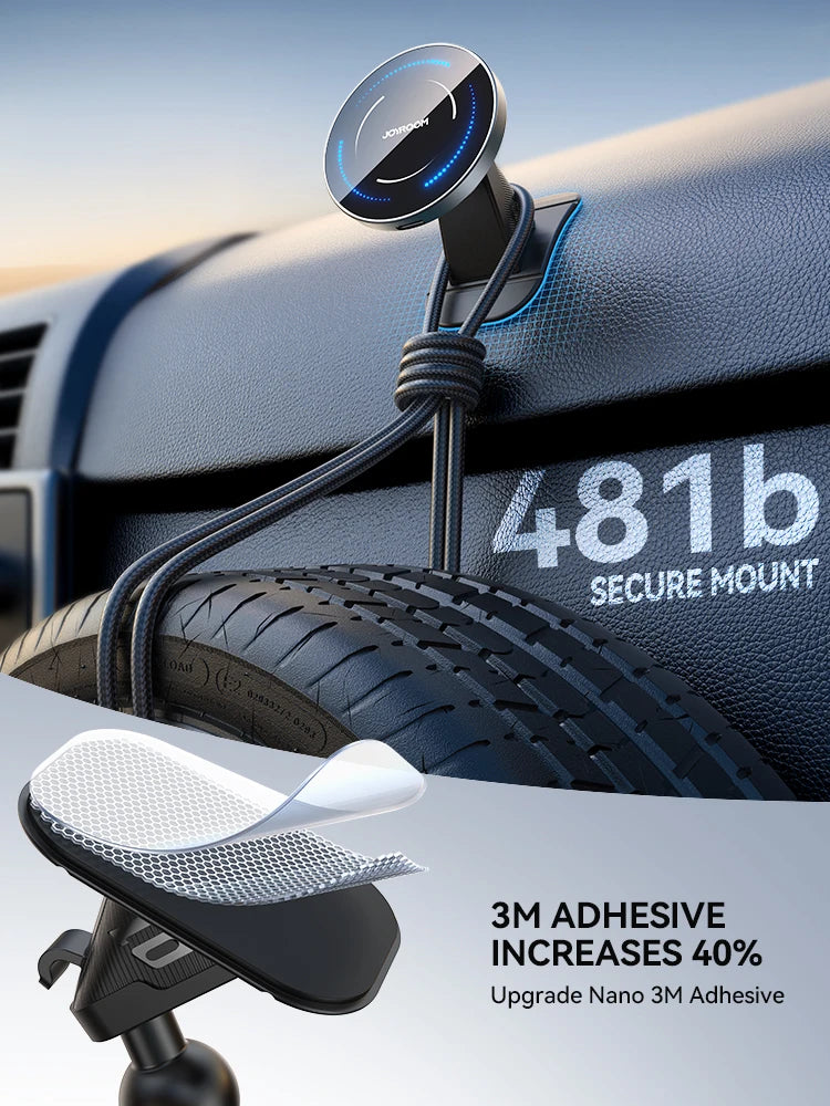 Joyroom Magnetic Car Phone Holder Mount Dashboard & Air Vent Wirelees Charging Phone Holder For iPhone 16 15  14 13 12 JR-ZS502