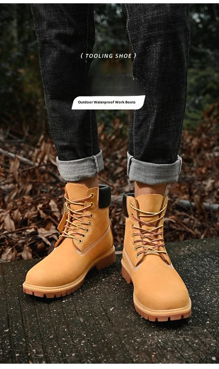 Men's Ankle Boots Leather Lace Up Non Slip Winter Warm