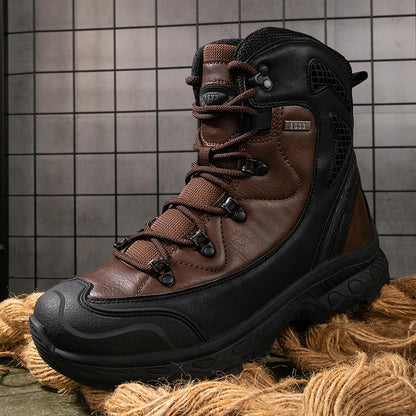 Men's Waterproof Leather Work Boots Non Slip Lightweight Breathable Ankle Boots