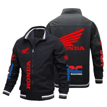 Motorcycle Jacket Bomber Style Zipper Closure Turn Down Collar