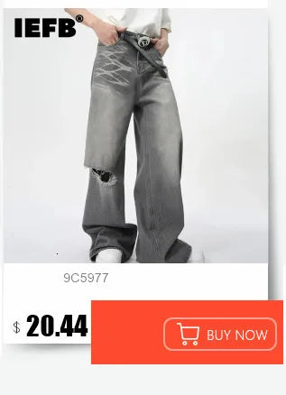 IEFB Vintage Camouflage Men's Jeans Fashion Washed Casual Wide Leg Denim Pants Autumn Winter Loose Male Trousers Old Blue 9C354