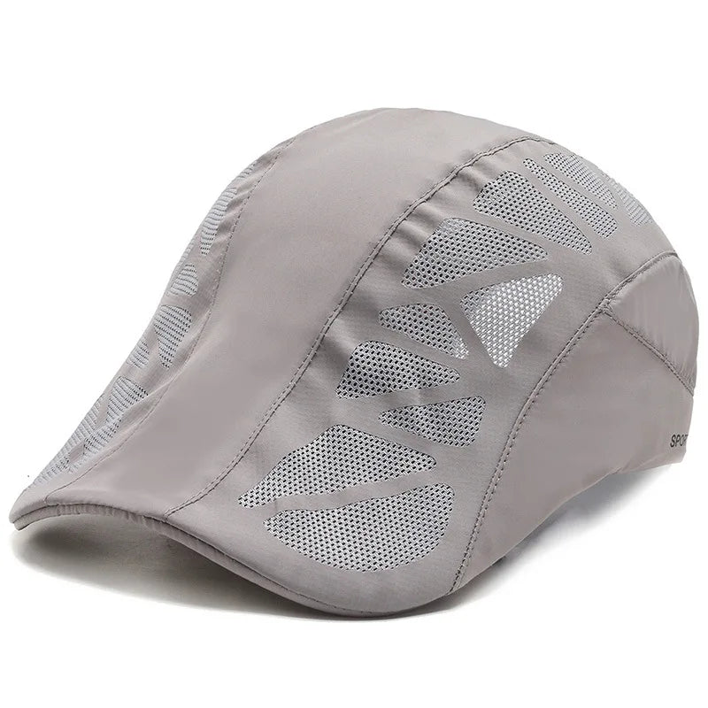 Summer Mens Sports Sun Hats Breathable Mesh Quick-drying Visor Caps Outdoor Gorro Hombre Boina Golf Hat Fashion Solid Flat Cap