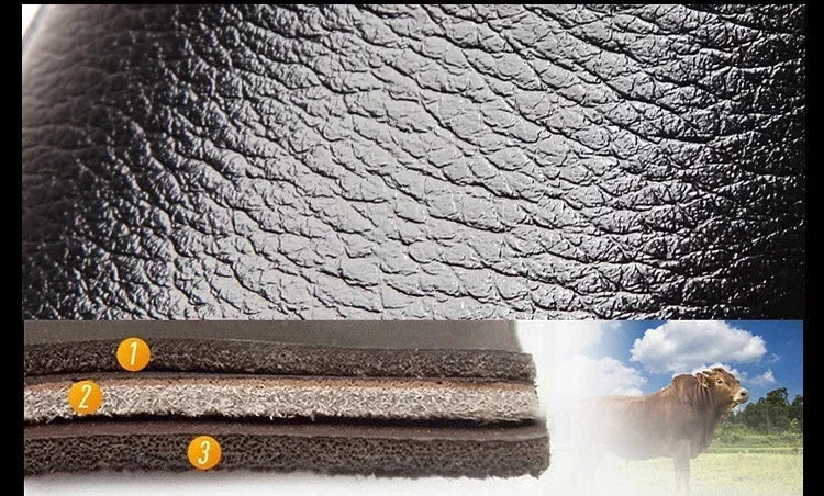 Leather Men's Slip-On Breathable Formal Shoes, Black, Sizes 38-44, Loafers