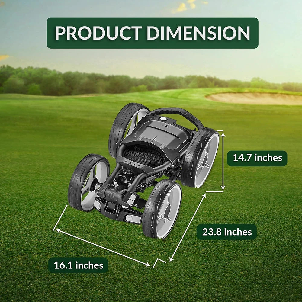 Factory Price Golf Cart 4 Wheels Golf Trolley Cart Folding Golf Push Trolley With Umbrella Holder