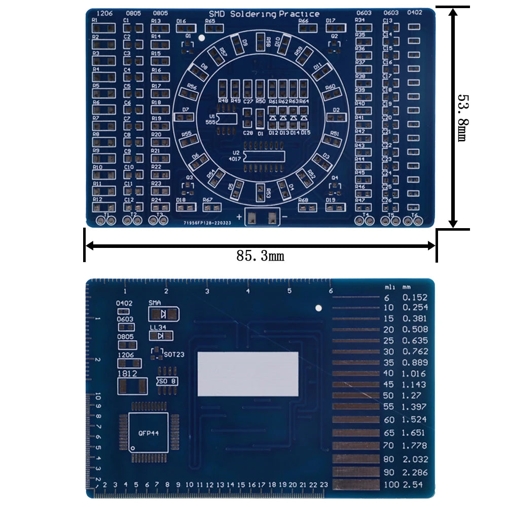 SMD NE555 CD4017 Rotating Flashing LED Components SMT LQFP44 Soldering Practice Board Electronic Circuit Training Suite DIY Kit