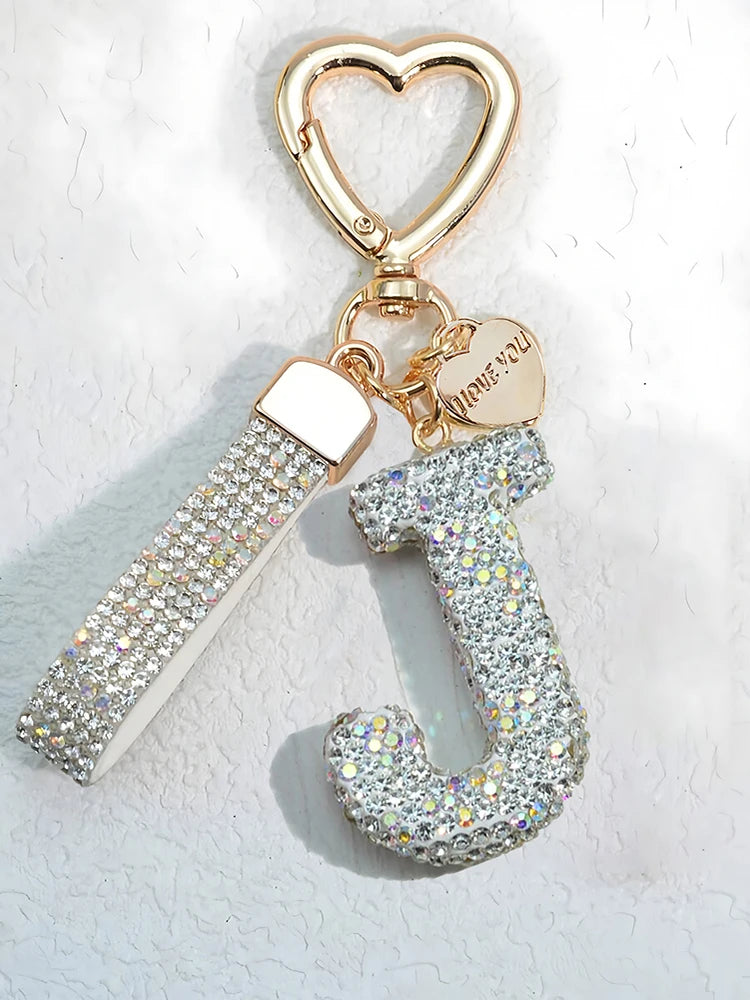 Elegant Diamond Letter Keychain – Lady Bag & Car Accessory